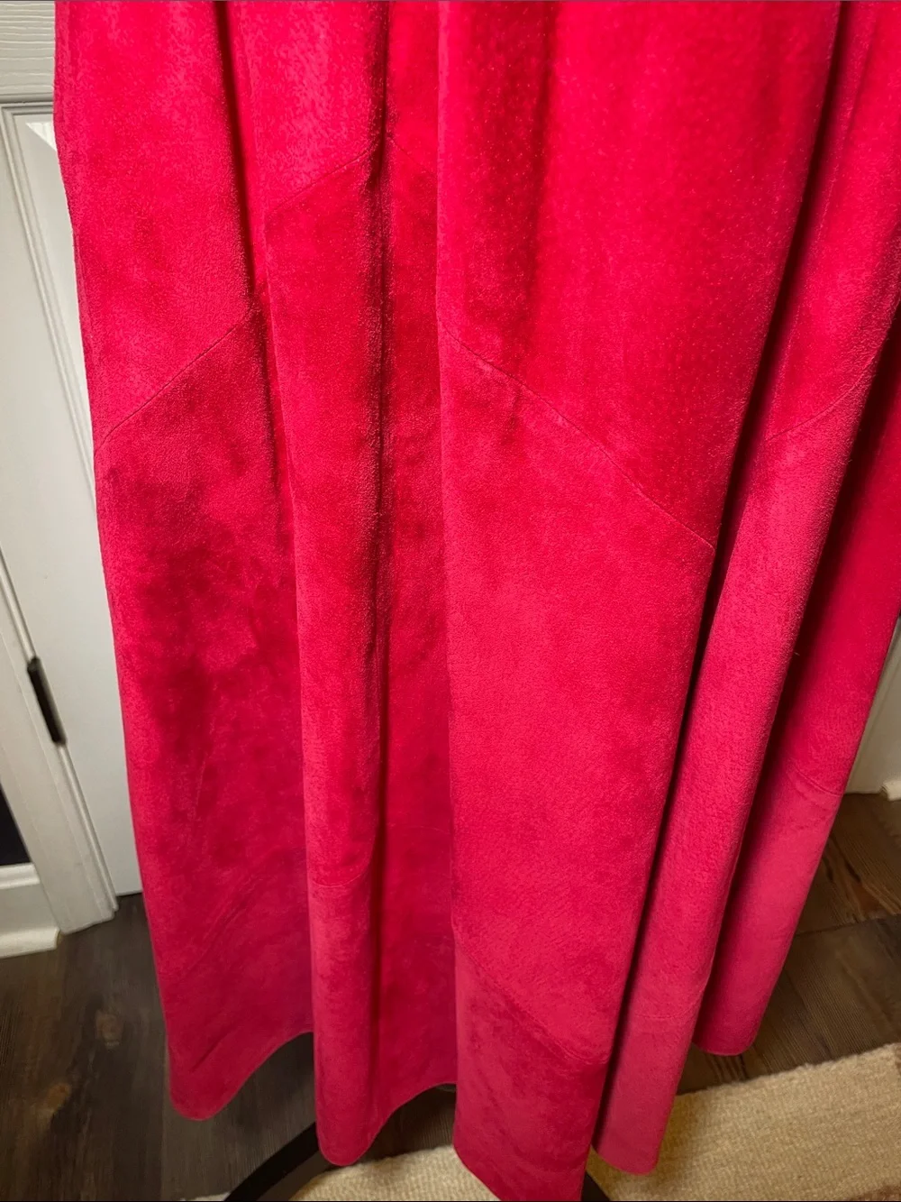 Vintage 90s West Bay Red Suede Pull On Elastic Waist‎ Full Skirt Size Medium
